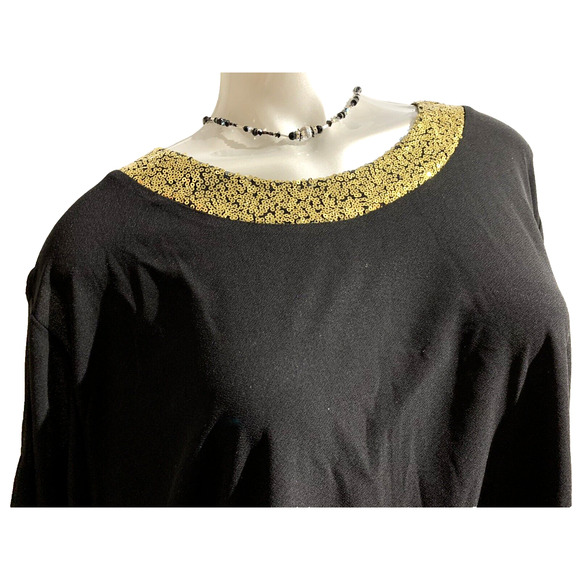 NWT Women's Chloe Jasmine Black Party Top with Gold Sequin Collar Size 26 28 3X - Picture 2 of 11